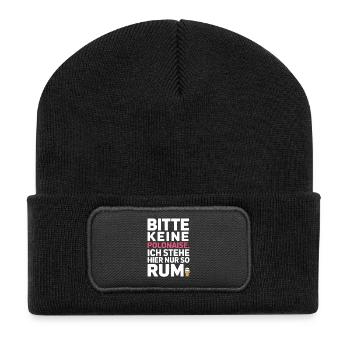 Karneval Bitte Keine Polonaise Stehe Hier Nur Rum - Recycelte Patch Beanie - Schwarz - Vorne
