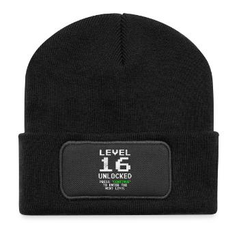 Niveau débloqué Anniversaire du joueur 16 ans - Beanie recyclé à patch - noir - Devant
