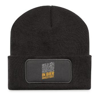L’argent du carnaval économisé pour la fête costumée de bière et alcool - Beanie recyclé à patch - charbon - Devant