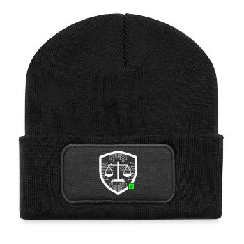 Cyber Security Schild Waage Tech Vektor - Recycelte Patch Beanie - Schwarz - Vorne