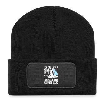 Surfen Surfboarder Bodyboarder - Recycelte Patch Beanie - Schwarz - Vorne