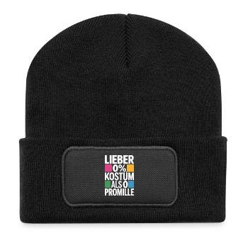 Better 0% costume than 0 per mille booze carnival - Recycled Patch Beanie - black - Front