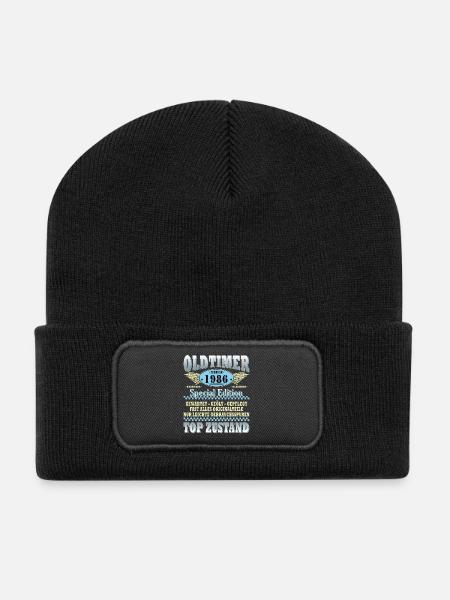 OLDTIMER 1986 LUSTIG 40 JAHRE GEBURTSTAG GESCHENK - Recycelte Patch Beanie - Schwarz