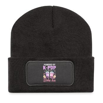 Propulsé par K Pop et Boba Tea - Beanie recyclé à patch - charbon - Devant