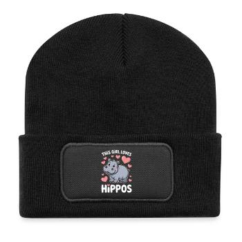 Nilpferd Sprüche Flusspferd Witz Nilpferd Geschenk - Recycelte Patch Beanie - Schwarz - Vorne