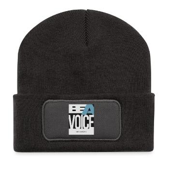 Be a Voice – Not an Echo - Recycelte Patch Beanie - Dunkelgrau - Vorne