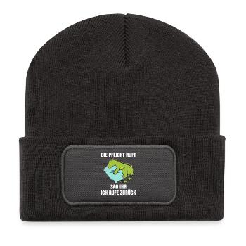Le devoir appelle, dis-lui que je rappellerai - Beanie recyclé à patch - charbon - Devant