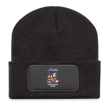 Seife in Arbeit | Seife selber machen - Recycelte Patch Beanie - Dunkelgrau - Vorne