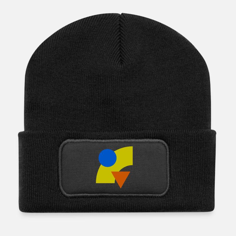 Geometrische Farbkonstellation - Recycelte Patch Beanie - Schwarz