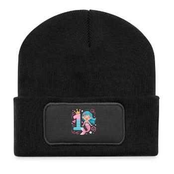Mermaid 1st Birthday 1 Year - Recycled Patch Beanie - black - Front