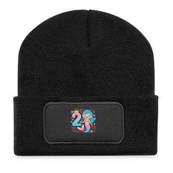 Sirène 2e anniversaire 2 ans - Beanie recyclé à patch - noir - Devant