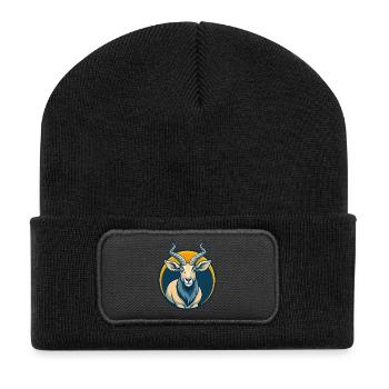 Addax Kawaii Maskottchen-Cartoon-Charakter-Clipart-Logo - Recycelte Patch Beanie - Schwarz - Vorne