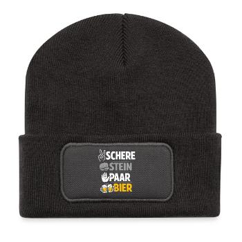 Schere, Stein paar Bier: Freundschaft & Bier - Recycelte Patch Beanie - Dunkelgrau - Vorne