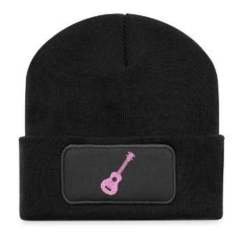 Hawaiian Ukulele Uke Diamonds - Recycelte Patch Beanie - Schwarz - Vorne
