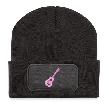 Diamants ukulélé hawaïen - Beanie recyclé à patch - charbon - Devant