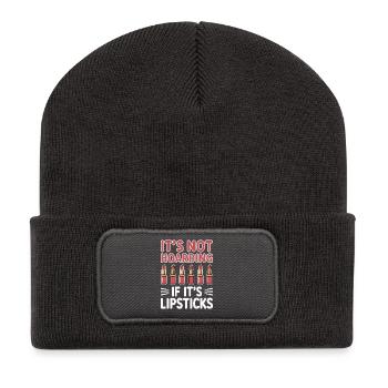 Présents drôles de rouge à lèvres - Beanie recyclé à patch - charbon - Devant