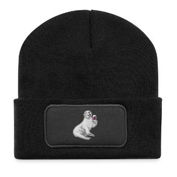 Seehund Rotwein - Recycelte Patch Beanie - Schwarz - Vorne