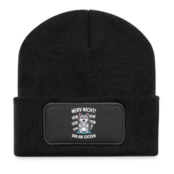 Courage Not I Gaming Cat Design - Beanie recyclé à patch - noir - Devant