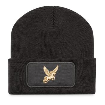 Geflügeltes Einhorn – Magisches Fantasy Motiv  - Recycelte Patch Beanie - Dunkelgrau - Vorne