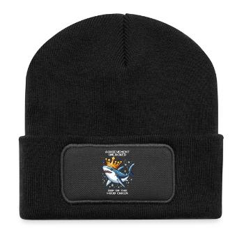 Erfolg freigeschaltet | Hai Spitzenprädator - Recycelte Patch Beanie - Schwarz - Vorne