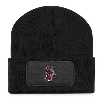 Colored Dog Head - Recycled Patch Beanie - black - Front