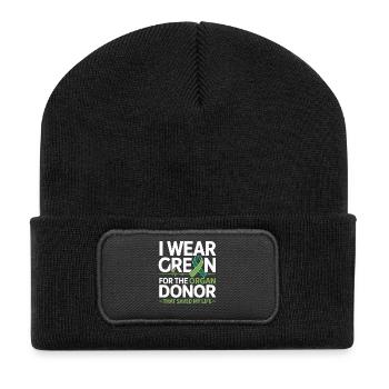 Sauveur de vie pour le don d’organes vert - Beanie recyclé à patch - noir - Devant