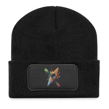 Kayak coloré - sports aquatiques Splash Art - Beanie recyclé à patch - noir - Devant