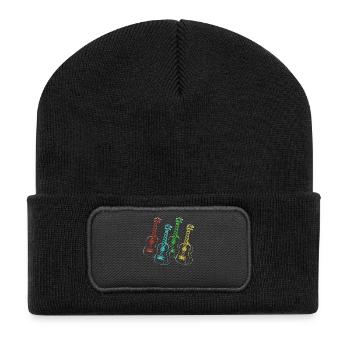 Hawaiian Ukulele Uke Retro Vintage - Recycled Patch Beanie - black - Front