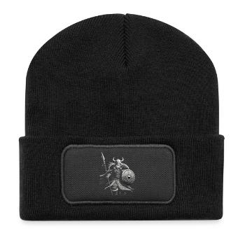 Wikinger Viking Legende Seemann Odin Rabe Kämpfer - Recycelte Patch Beanie - Schwarz - Vorne