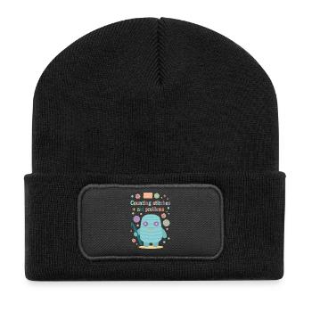 Maschen zählen, keine Probleme, lustiger Häkelliebhaber - Recycelte Patch Beanie - Schwarz - Vorne