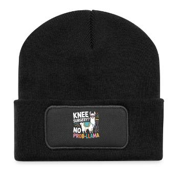 Knee Surgery? No Prob Lama - Recycelte Patch Beanie - Schwarz - Vorne