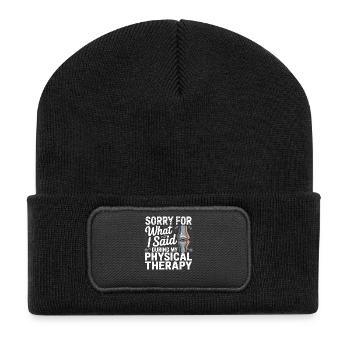 Sorry for what I said in the physio - Recycled Patch Beanie - black - Front