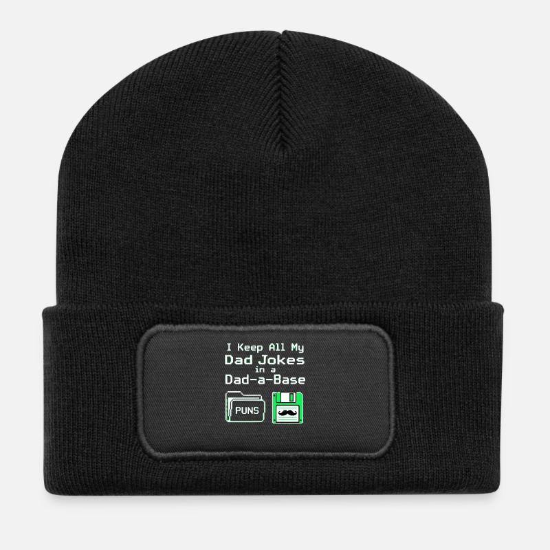 Je garde toutes mes blagues de papa dans une base de papa - Beanie recyclé à patch - noir