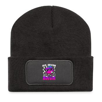 Six Sept 6 7 Meme 67 Tendance Saint-Valentin - Beanie recyclé à patch - charbon - Devant