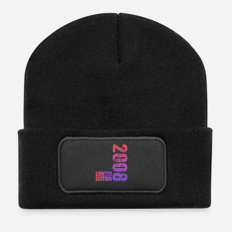 Limited Edition 2008 18. Geburtstag Geschenk - Recycelte Patch Beanie - Schwarz