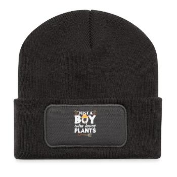 Just A Boy Who Loves Plants Plant Lover - Recycelte Patch Beanie - Dunkelgrau - Vorne