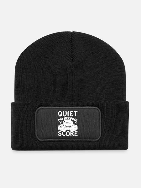 Quiet I'm keeping Score Hockey - Recycled Patch Beanie - black