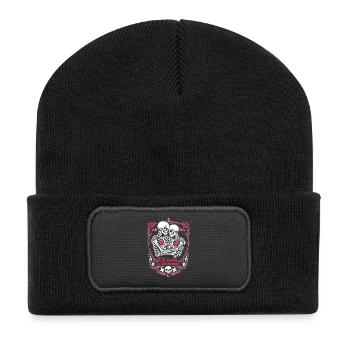 Till death is not enough | Skelett | ewige Liebe - Recycelte Patch Beanie - Schwarz - Vorne