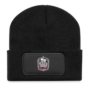 Till death is not enough | Skelett | ewige Liebe - Recycelte Patch Beanie - Schwarz - Vorne