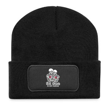 Till death is not enough | Skelett | ewige Liebe - Recycelte Patch Beanie - Schwarz - Vorne