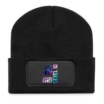 10th Birthday Boy Girl Teenager Level 10 - Recycled Patch Beanie - black - Front