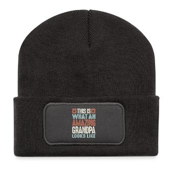 So sieht ein großartiger Opa aus, wenn er stolz ist - Recycelte Patch Beanie - Dunkelgrau - Vorne