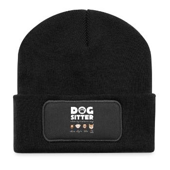 Dog Sitter Humor: Cute Dogs Drawing - Recycled Patch Beanie - black - Front