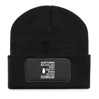If you drink too much beer Fat Swallow Penguin - Recycled Patch Beanie - black - Front