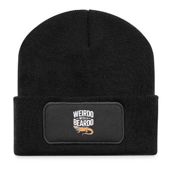 Weirdo mit Bartkind - Recycelte Patch Beanie - Schwarz - Vorne