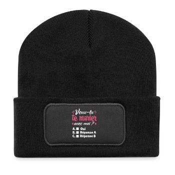 Demande Mariage Couple Romantique Saint Valentin - Beanie recyclé à patch - noir - Devant