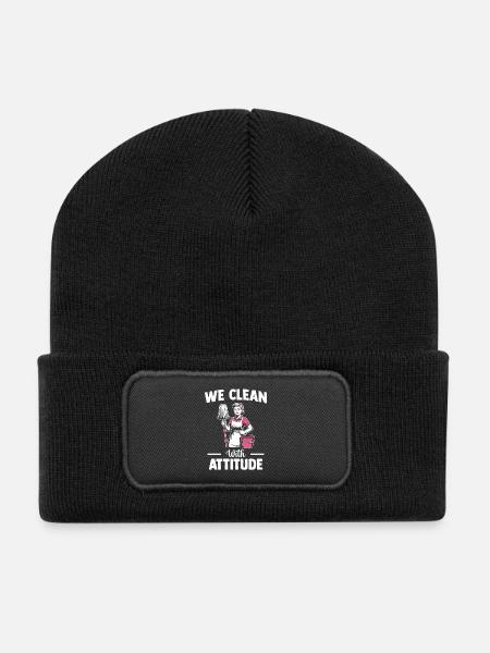 Cleaner Housekeeping Team Motif - Recycled Patch Beanie - black
