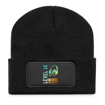 14. Geburtstag Junge Mädchen Teenager Level 14 - Recycelte Patch Beanie - Schwarz - Vorne