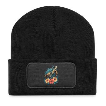 Sea Turtle Ocean Addict Design - Recycled Patch Beanie - black - Front