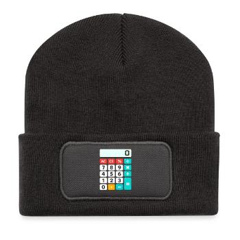 Retro Color-Block Calculator - Recycled Patch Beanie - dark grey - Front